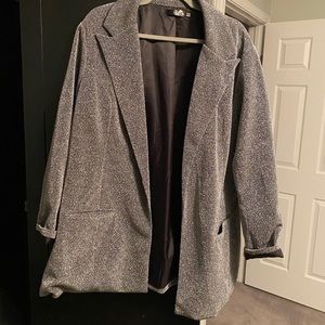 Missguided Plus Size silver sparkle blazer